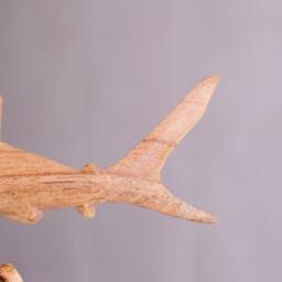 Personalized Statue, Wooden Hammerhead Shark Duo Sculpture, Couple, Coral, Hand Carved Wood Carving, Fish Figurine, Anniversary Gift - thumbnail 4