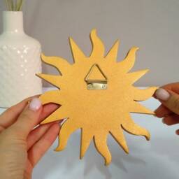 Small Gold Wavy Sun Mirror, Boho Wood Wall Decor - 6.3 Inch - thumbnail 2