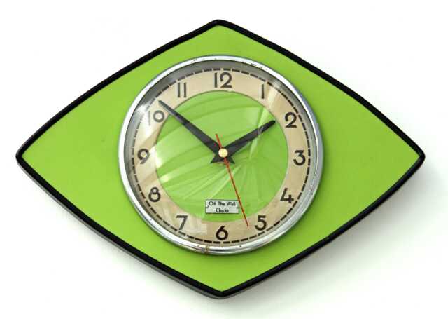 Retro Green Wall Clock - 31cm New Handmade Formica Atomic Style Mid Century Vintage French Gift Off The Clocks - image 1