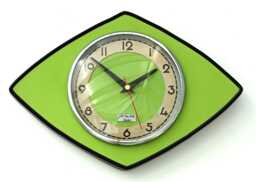 Retro Green Wall Clock - 31cm New Handmade Formica Atomic Style Mid Century Vintage French Gift Off The Clocks - thumbnail 1