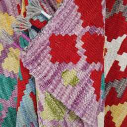 Colourful Kilim Rug, Handmade Artisan Afghan Turkish Scandinavian Navajo Bohemian Flatweave Wool Multicolour Rug 120x78 cm - thumbnail 4