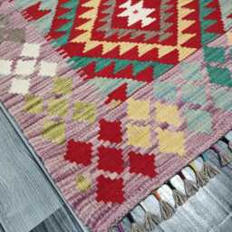 Colourful Kilim Rug, Handmade Artisan Afghan Turkish Scandinavian Navajo Bohemian Flatweave Wool Multicolour Rug 120x78 cm - thumbnail 3