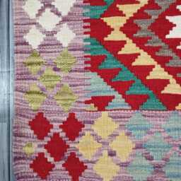 Colourful Kilim Rug, Handmade Artisan Afghan Turkish Scandinavian Navajo Bohemian Flatweave Wool Multicolour Rug 120x78 cm - thumbnail 2