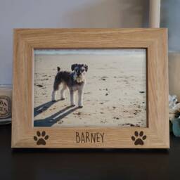 Personalised Pet Name Photo Frame - Engraved Wooden Dog Picture Frame - thumbnail 1