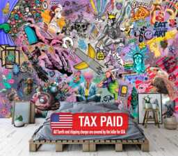 Street Art Graffiti Wallpaper Mural Modern Urban Style, Washable - thumbnail 1