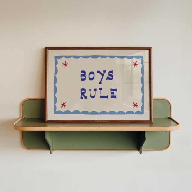 Boys Rule Print, Kids Room Wall Art, Playroom Decor, Nursery Art Gift For Boys, Above Bed Artwork, Cool - image 1