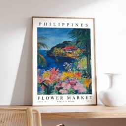 Philippines Flower Market Poster Tropical Floral Wall Art - thumbnail 1