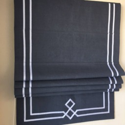 Linen Roman Shade With White Ribbon Border, Custom Window Treatment - thumbnail 3
