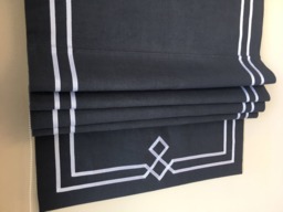 Linen Roman Shade With White Ribbon Border, Custom Window Treatment