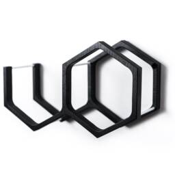 Toilet Paper Holder Wall Mounted, Wooden Tp Storage Near Toilet, Mini Honeycomb Loo Rack, Black Bathroom Shelves - thumbnail 2