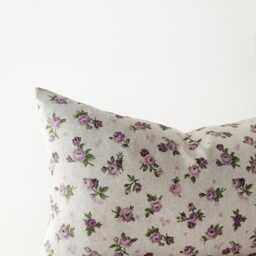 Purple Floral Lumbar Pillow Cover - Botanical Printed Cushion - thumbnail 2