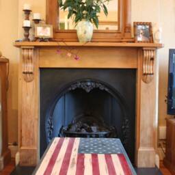 American Shabby Chic, Hand Painted Stars & Stripes Wooden Coffee Table, Upcycled, Distressed - thumbnail 2