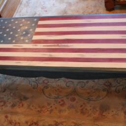 American Shabby Chic, Hand Painted Stars & Stripes Wooden Coffee Table, Upcycled, Distressed - thumbnail 3