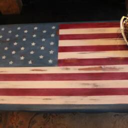 American Shabby Chic, Hand Painted Stars & Stripes Wooden Coffee Table, Upcycled, Distressed - thumbnail 4