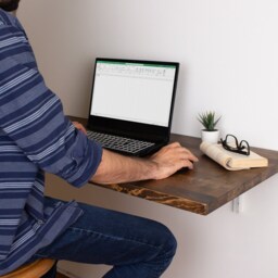 Solid Wood Floating Desk, Wall Mounted Hanging Laptop Study Table, Work From Home, Fold Down Murphy Desk - thumbnail 2