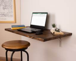 Solid Wood Floating Desk, Wall Mounted Hanging Laptop Study Table, Work From Home, Fold Down Murphy Desk
