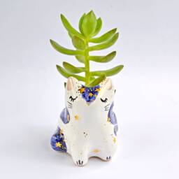 Cat Planter, Animal Ceramic Cat, Lover Gift, Moon Phases, Birthday Housewarming Gift For Friend