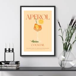 Aperol Cocktail Art Print Poster - Party Signature Drink Sign Trendy Wall Decor Minimalist Elegant Retro Gift A5 A4 A3 - thumbnail 2