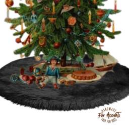 Shaggy Faux Fur Christmas Tree Skirt - Plush Holiday Decor - thumbnail 3