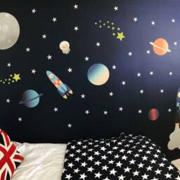Outer Space Nursery Wall Decals Rocket, Planets, Owls - thumbnail 2