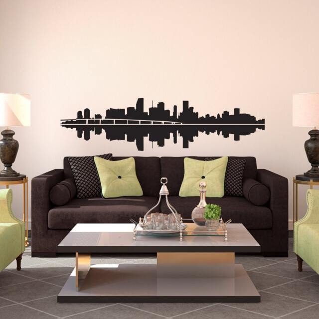 Miami City Skyline Silhouette - Wall Decal Custom Vinyl Art Stickers - image 1