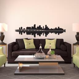 Miami City Skyline Silhouette - Wall Decal Custom Vinyl Art Stickers - thumbnail 1