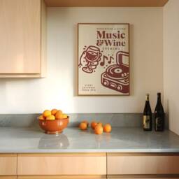 Retro Music & Wine Evening Print - Illustration Poster, Kitchen Art Dining Room, Fun Art, Club, Trendy 90S Aesthetic - thumbnail 3