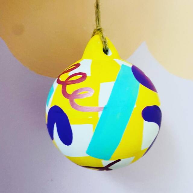 Colourful Hand Painted Ceramic Christmas Baubles - image 1