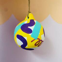 Colourful Hand Painted Ceramic Christmas Baubles - thumbnail 3