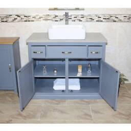 Bathroom Vanity Unit Grey Painted Cabinet Wash Stand Quartz & Ceramic Basin 1161Ggqcbc - thumbnail 3