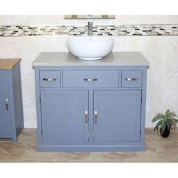 Bathroom Vanity Unit Grey Painted Cabinet Wash Stand Quartz & Ceramic Basin 1161Ggqcbc - thumbnail 1
