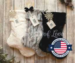 Personalized Faux Fur Christmas Stocking Embroidered Plush Stocking With Name Tag
