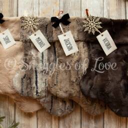Personalized Faux Fur Christmas Stocking Embroidered Plush Stocking With Name Tag - thumbnail 2