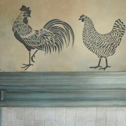 Dominique Chicken Stencil - Large - 2 Overlay Chicken Wall Design Easy Decor With Stencils Kitchen Decor - thumbnail 2