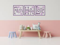Faith Hope Love Vinyl Wall Decal Floral Nursery Decor - thumbnail 1