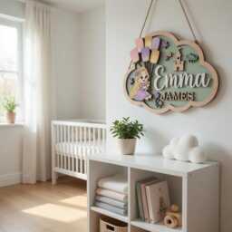 Personalized Rapunzel Nursery Name Sign, 3D Wood Princess Wall Art, Custom Baby Girl Room Decor, Tangled Gift - thumbnail 2
