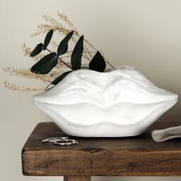 Handmade Concrete Lip Planter Marble Design, Desk Organiser