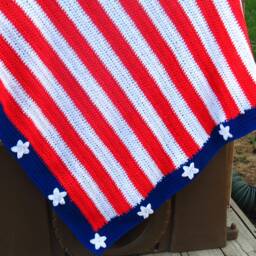 American Flag Afghan, Red White Blue Blanket, Crochet Patriotic Star Blanket/ Veterans Gift/ Memorial Day Decor/ 4Th Of July - thumbnail 2