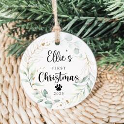 First Christmas Pet Ornament - Tree Decoration Personalised Ceramic Bauble Dog Cat Keepsake Puppy Kitten Style8 - thumbnail 2