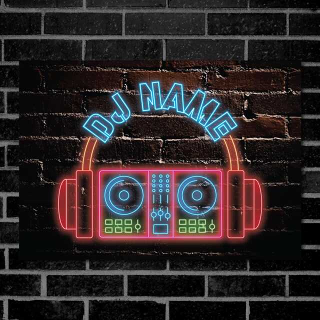 Personalised Dj Board Neon Effect Sign Wall Art Custom Name Decor Metal Plaque - image 1