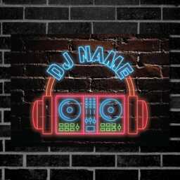 Personalised Dj Board Neon Effect Sign Wall Art Custom Name Decor Metal Plaque - thumbnail 1