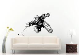 Hockey Player Goalie in Action Playing Game Sport Puck Stick Wall Decal Vinyl Sticker Mural Room Decor L798 - thumbnail 1