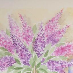 Original Watercolor Painting Lilac 24x30 cm Hand Painted, Lilac Bouquet Painting, Unique Flower - thumbnail 3
