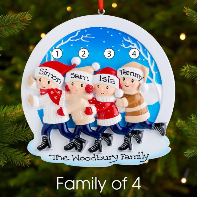 Personalised Christmas Tree Decoration Ornament - Ice Skating Family - image 1