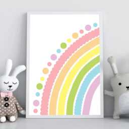 Personalized Rainbow Nursery Prints Set Of 3 Pastel Polka Dot Wall Art - thumbnail 2