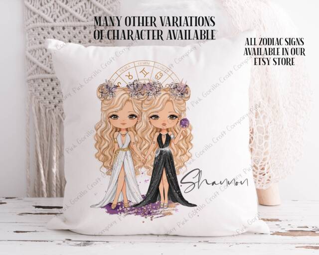 Gemini, Gemini Cushion, Star Sign Gift For Zodiac Gift, Her, Girl - image 1