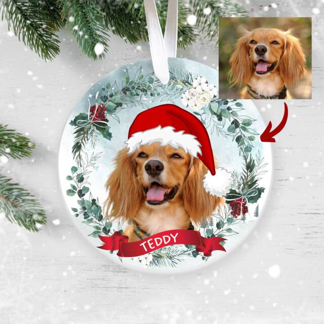 Custom Dog Christmas Ornament, Personalised Tree Photo Bauble, Pet Lover Personalized Bauble UK - image 1