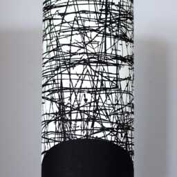 Handmade Scandinavian Fabric Lampshade, Abstract Line Pattern, Cone Or Cylinder Shape - thumbnail 2