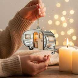 Personalized Rv Christmas Ornament, Camper Custom Travel Trailer Ornament With Name, Family Camping Keepsake - thumbnail 4
