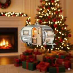 Personalized Rv Christmas Ornament, Camper Custom Travel Trailer Ornament With Name, Family Camping Keepsake - thumbnail 3